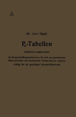 PH-Tabellen enthaltend ausgerechnet die Wasserstoffexponentwerte, die sich aus gemessenen Millivoltzahlen bei bestimmten Temperaturen ergeben