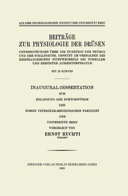 Beiträge zur Physiologie der Drüsen