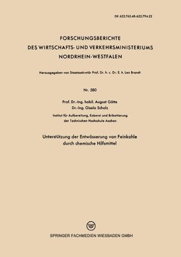 Unterstützung der Entwässerung von Feinkohle durch chemische Hilfsmittel