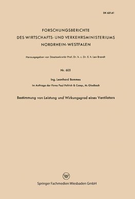 Bestimmung von Leistung und Wirkungsgrad eines Ventilators