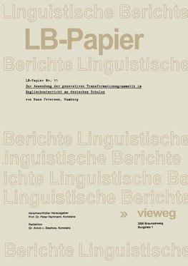 Zur Anwendung der generativen Transformationsgrammatik im Englischunterricht an deutschen Schulen