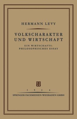 Volkscharakter und Wirtschaft