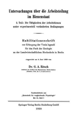 Untersuchungen über die Arbeitsteilung im Bienenstaat