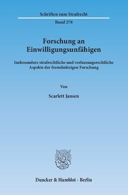 Jansen, S: Forschung an Einwilligungsunfähigen