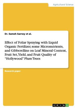 Effect of Foliar Spraying with Liquid Organic Fertilizer, some Micronutrients, and Gibberellins on Leaf Mineral Content, Fruit Set, Yield, and Fruit Quality of "Hollywood" Plum Trees