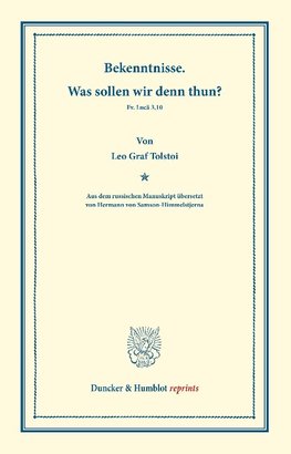 Bekenntnisse. - Was sollen wir denn thun?