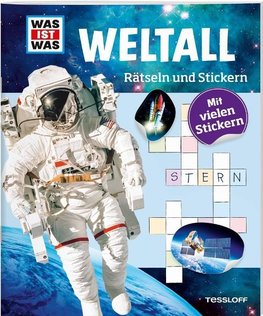 Rätseln und Stickern: Weltall