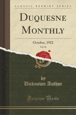 Author, U: Duquesne Monthly, Vol. 30