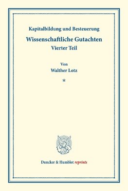 Kapitalbildung und Besteuerung.