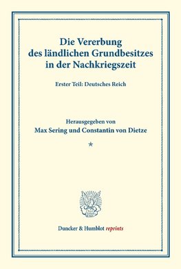 Die Vererbung des ländlichen Grundbesitzes in der Nachkriegszeit.