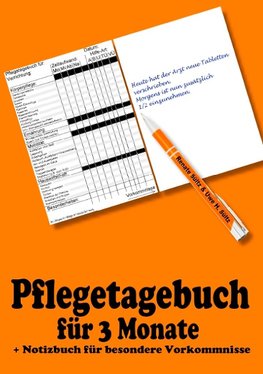 Pflegetagebuch für 3 Monate - inkl. Notizbuch