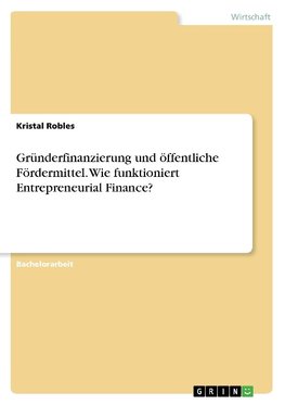 Gründerfinanzierung und öffentliche Fördermittel. Wie funktioniert Entrepreneurial Finance?