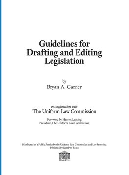 Guidelines for Drafting and Editing Legislation