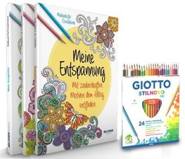 Mein Kreativset: 3 liebevoll gestaltete Malbücher mit 24 hochwertigen Farbstiften