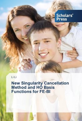 New Singularity Cancellation Method and HO Basis Functions for FE-BI