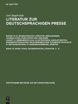 98385-110925. Biographische Literatur. A - E