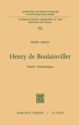 Henry de Boulainviller Tome I