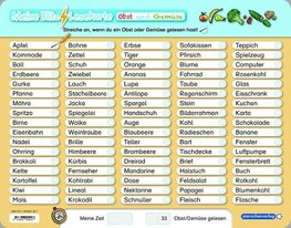 Meine Blitzlesekarte - Tiere, Obst und Gemüse