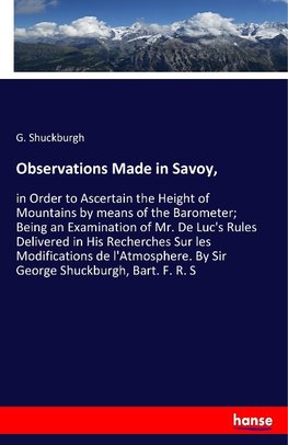 Observations Made in Savoy,