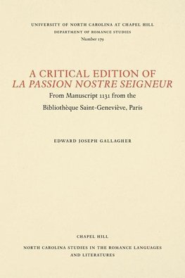 A Critical Edition of La Passion Nostre Seigneur