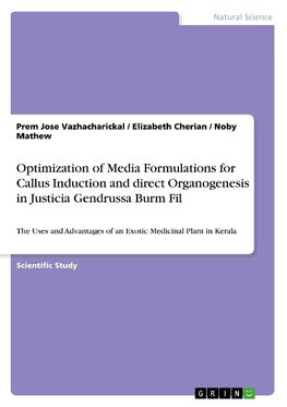 Optimization of Media Formulations for Callus Induction and direct Organogenesis in Justicia Gendrussa Burm Fil