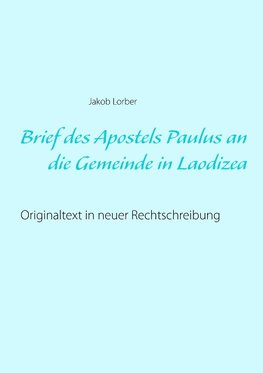 Brief des Apostels Paulus an die Gemeinde in Laodizea