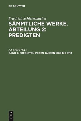 Predigten in den Jahren 1789 bis 1810