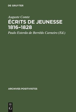 Écrits de jeunesse 1816-1828