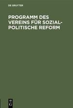 Programm des Vereins für sozial-politische Reform