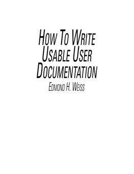 How to Write Usable User Documentation