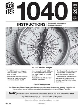 IRS Form 1040 Instructions - Tax year 2018 (Form 1040 included)