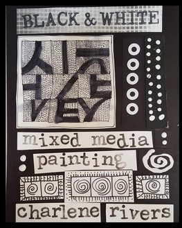 Black and White Mixed Media Painting