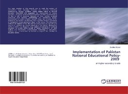 Implementation of Pakistan National Educational Policy-2009