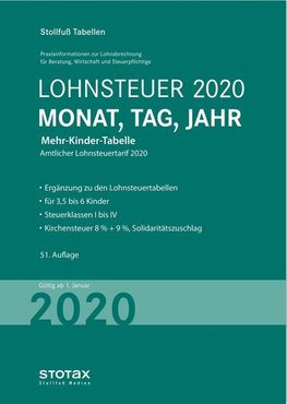 Tabelle, Lohnsteuer 2020 Mehr-Kinder-Tabelle