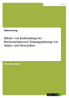 Effekte von Krafttraining bei Rückenschmerzen. Trainingsplanung von Makro- und Mesozyklus