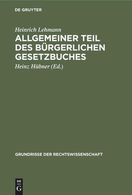 Allgemeiner Teil des Bürgerlichen Gesetzbuches