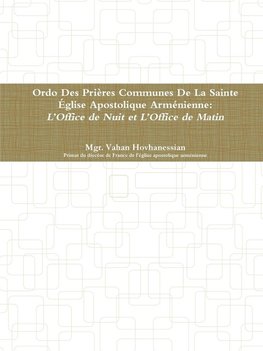 Ordo Des Prières Communes De La Sainte Église Apostolique Arménienne