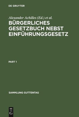 Bürgerliches Gesetzbuch nebst Einführungsgesetz