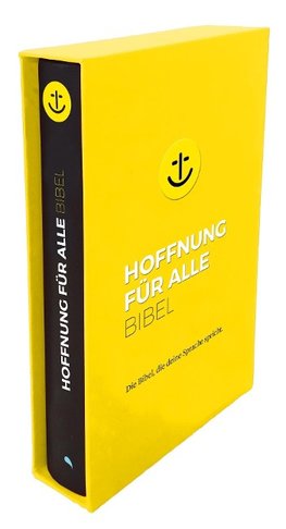 Hoffnung für alle. Die Bibel - "Black Hope Geschenkbibel" - Großformat mit Loch-Stanzung im gelben Schuber