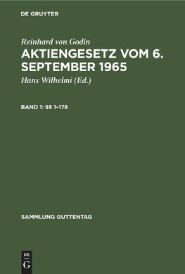 Aktiengesetz vom 6. September 1965, Band 1, §§ 1-178