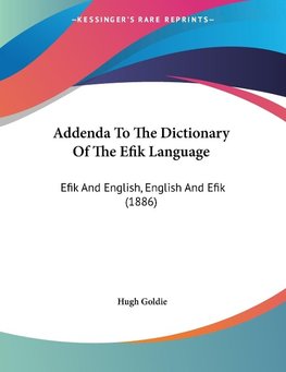 Addenda To The Dictionary Of The Efik Language