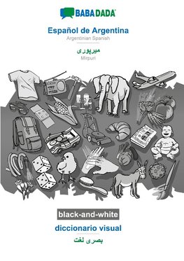 BABADADA black-and-white, Español de Argentina - Mirpuri (in arabic script), diccionario visual - visual dictionary (in arabic script)