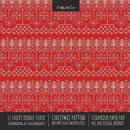 Christmas Pattern Scrapbook Paper Pad 8x8 Decorative Scrapbooking Kit for Cardmaking Gifts, DIY Crafts, Printmaking, Papercrafts, Red Knit Ugly Sweater Style