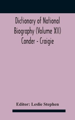 Dictionary of national biography (Volume XII) Conder - Craigie