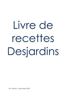 Livre de cuisine Desjardins