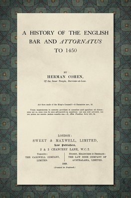 A History of the English Bar and Attornatus to 1450 [1929]