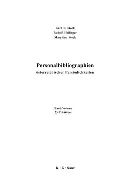 Personalbibliographien österreichischer Persönlichkeiten, Band 23, Tri - Weber