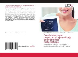 Condiciones que propician el aprendizaje de problemas matemáticos