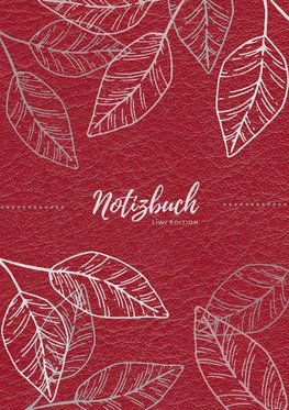 Notizbuch Tagebuch A5 liniert - 100 Seiten 90g/m² - Soft Cover - Silberne Blätter auf rot - FSC Papier