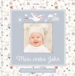 Babyalbum mit Fensterausschnitt für das 1. Lebensjahr zum Eintragen der schönsten Momente und Erinnerungen mit Platz für Fotos | genderneutral für Jungen und Mädchen